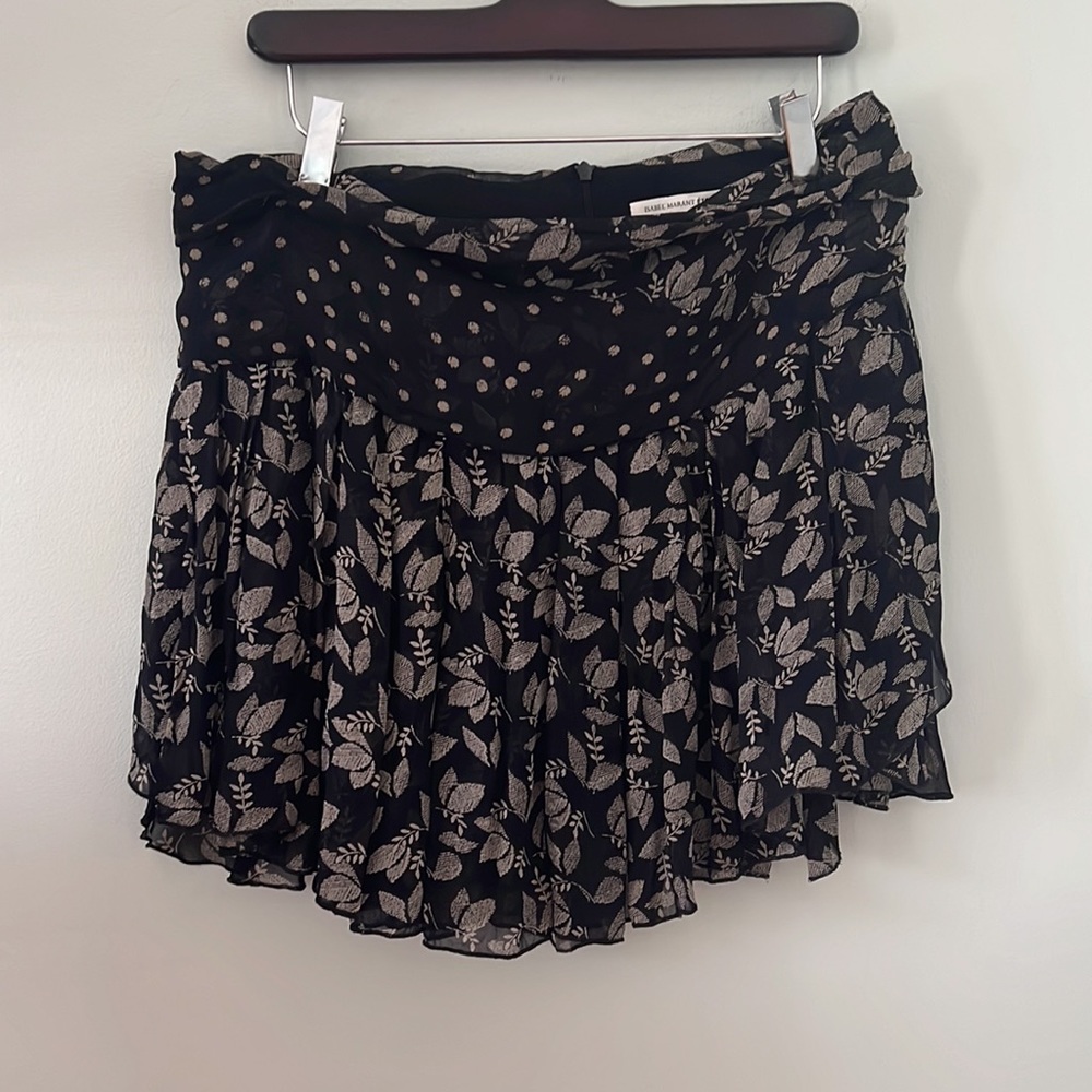 Isabel Marant Etoile Mini Skirt Prune Black Printed Georgette - Picture 2 of 10